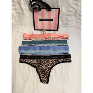 NWT Victoria’s Secret Logo Waistband Thong Lot – Size S – Mixed Prints
